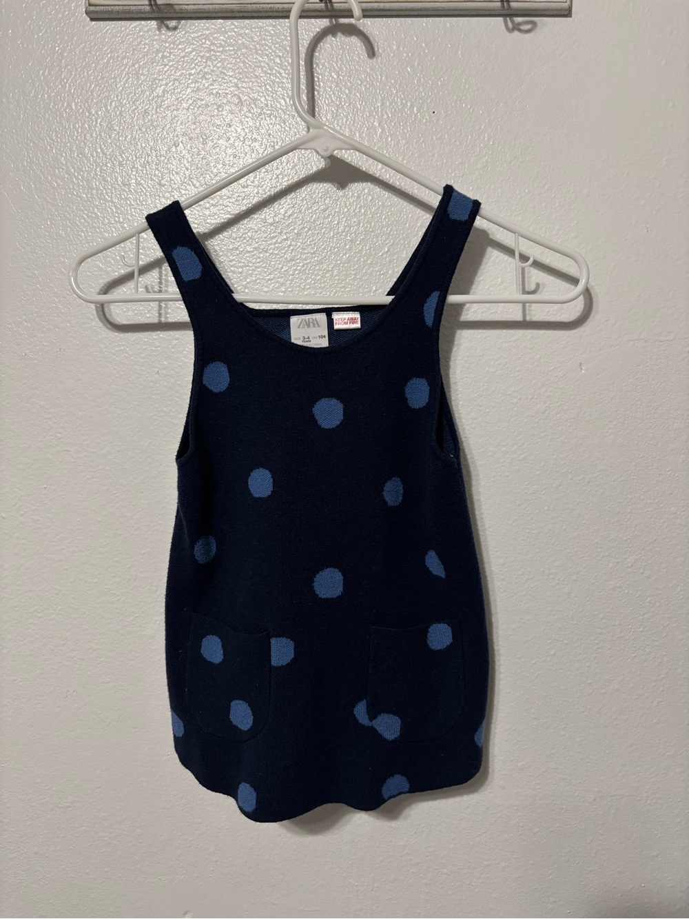 Zara Navy Dress with Light Blue Polka Dots